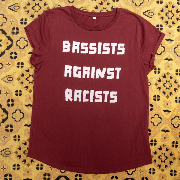 Bassists Against Racists – fitted rolled up sleeve shirt – L