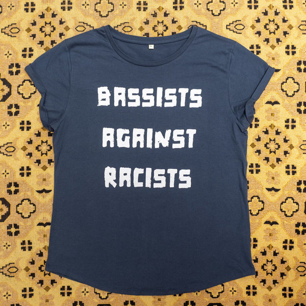 Bassists Against Racists – fitted rolled up sleeve shirt – L